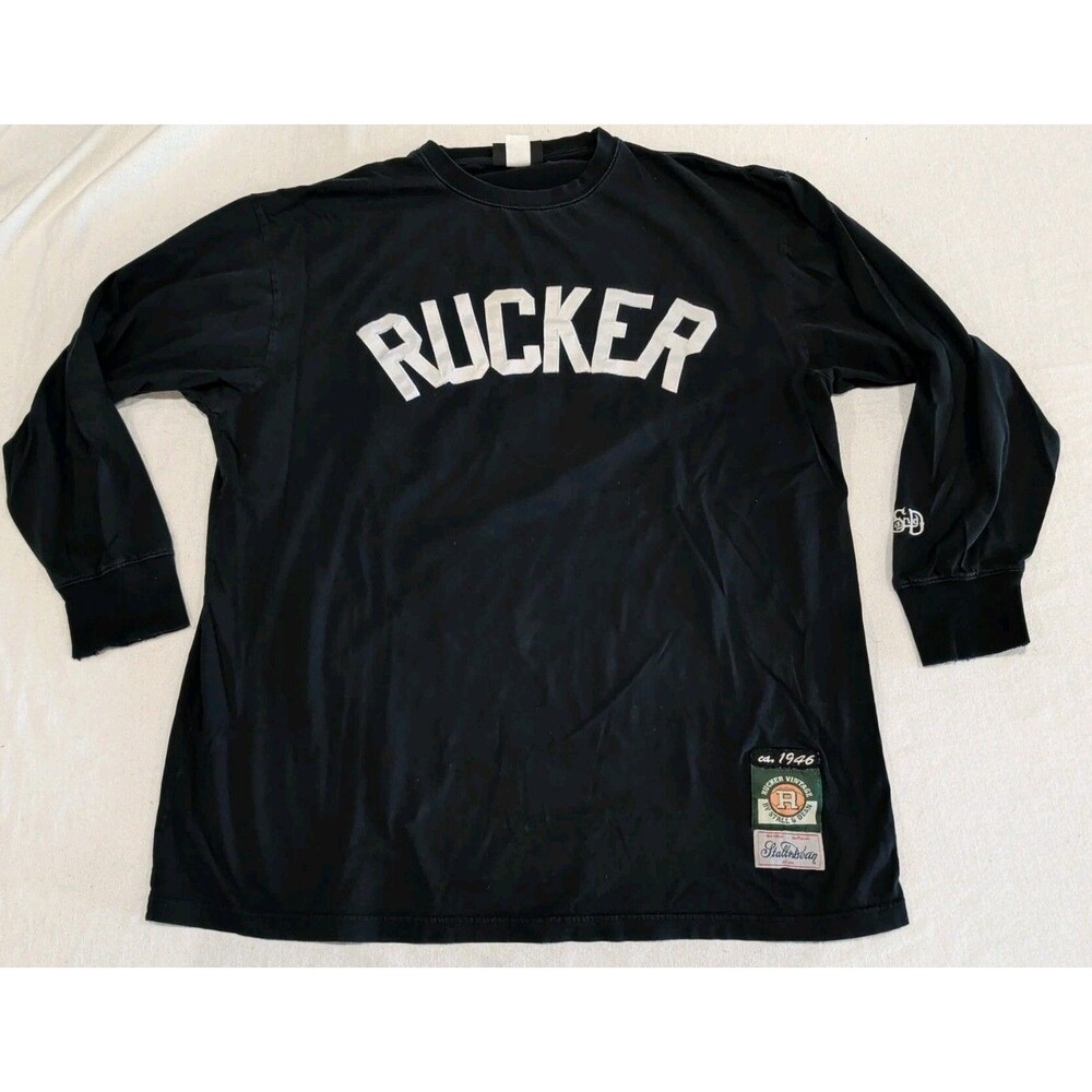 Stall & Dean Rucker Vintage Athletic Goods Black Long Sleeve Shirt Mens 2XL XXL